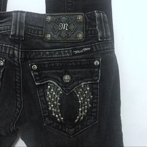 Miss Me Fallen Angel Wing Studded Black Skinny